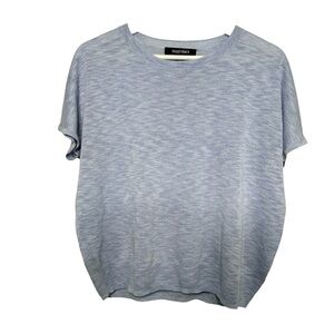 Ellen Tracy Sweater Women’s Medium Blue boxy Pullover Knit t-shirt Short Sleeve